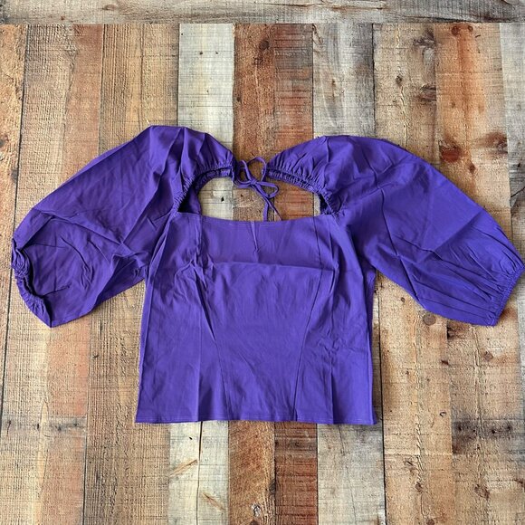 ASOS Design Curve Corset Purple Puff Sleeve Top US 16 - Picture 1 of 9